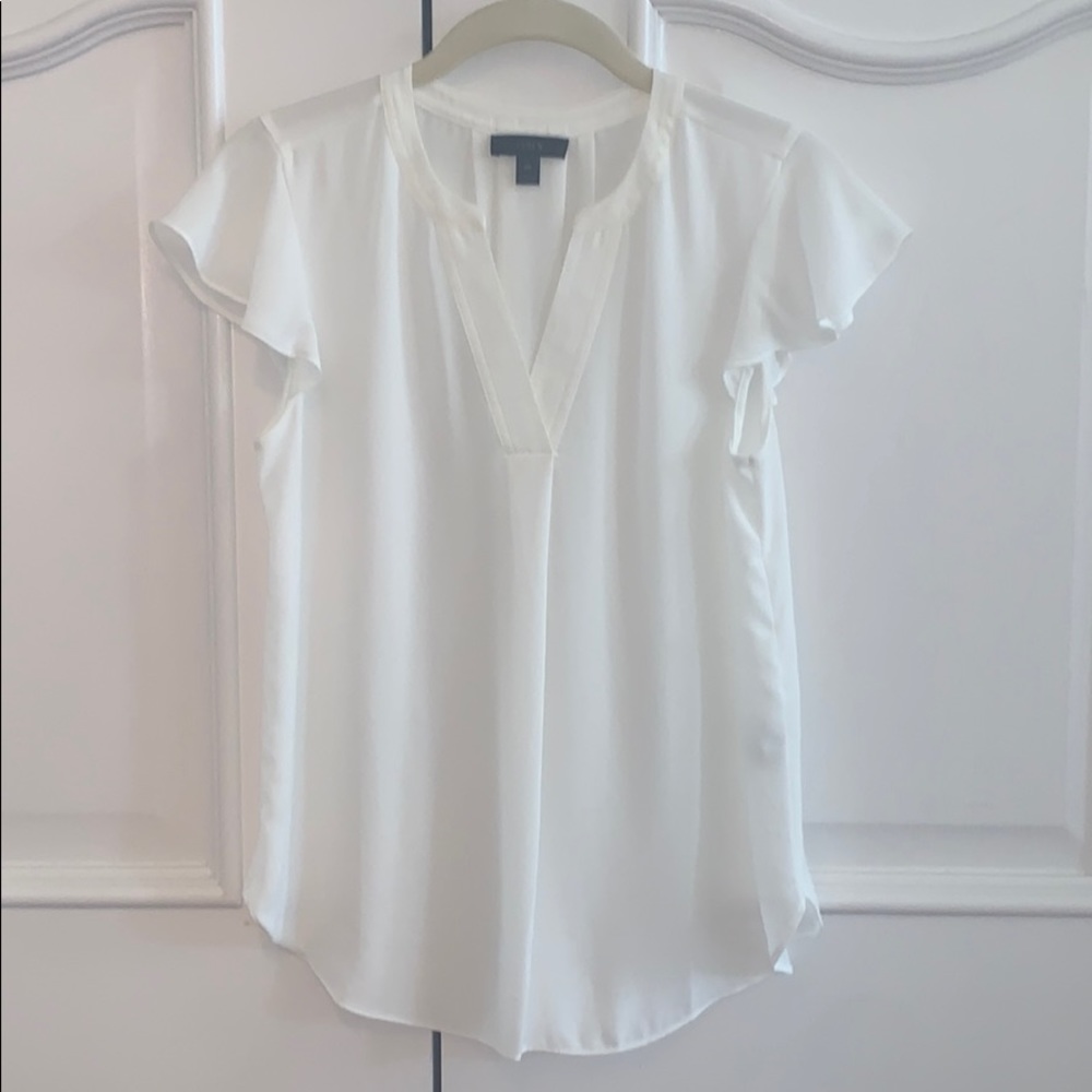 J Crew Short Sleeve Ruffle Blouse